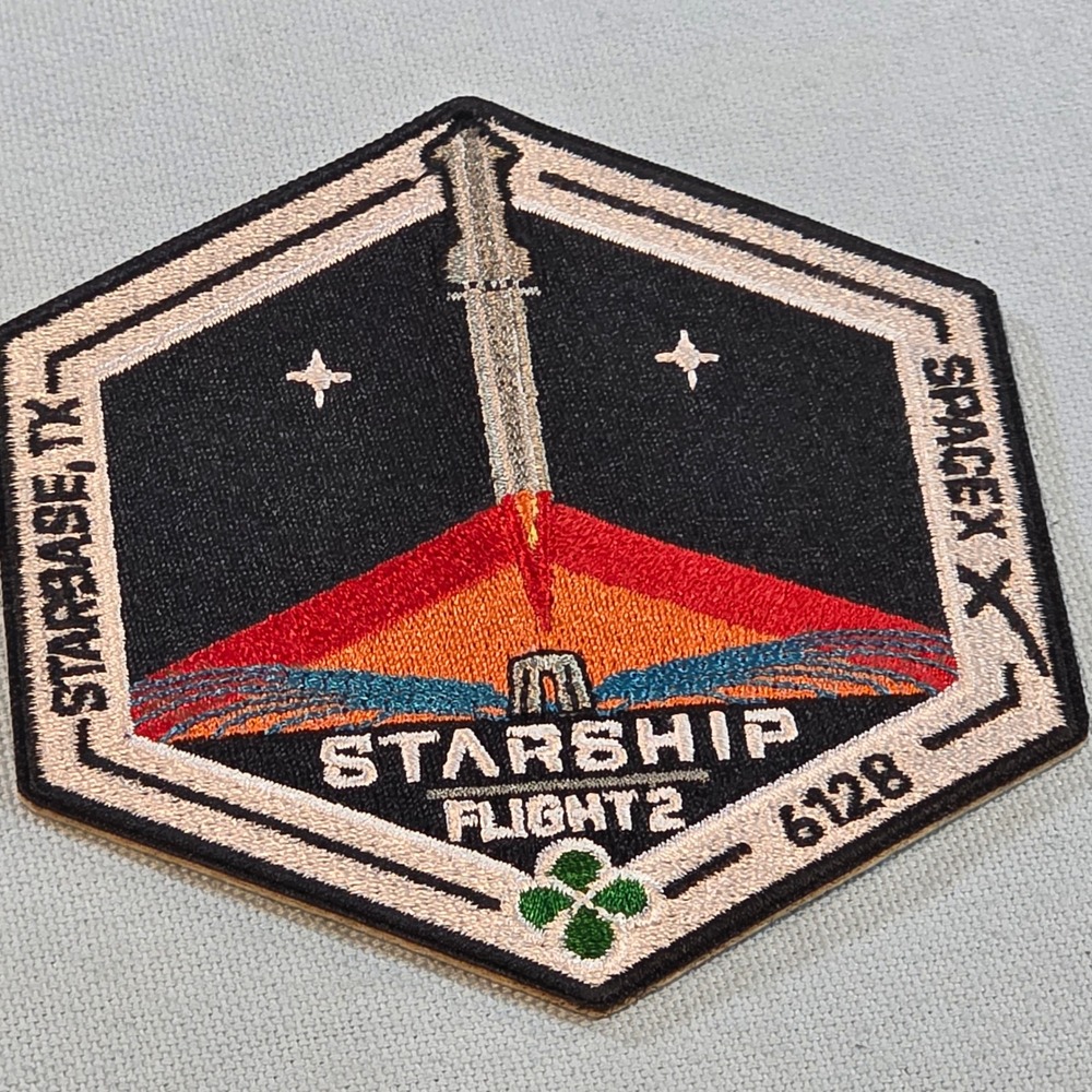 SpaceX Starship Flight 2 IFT-2 Mission Patch Starbase Texas Embroidered Hexagon